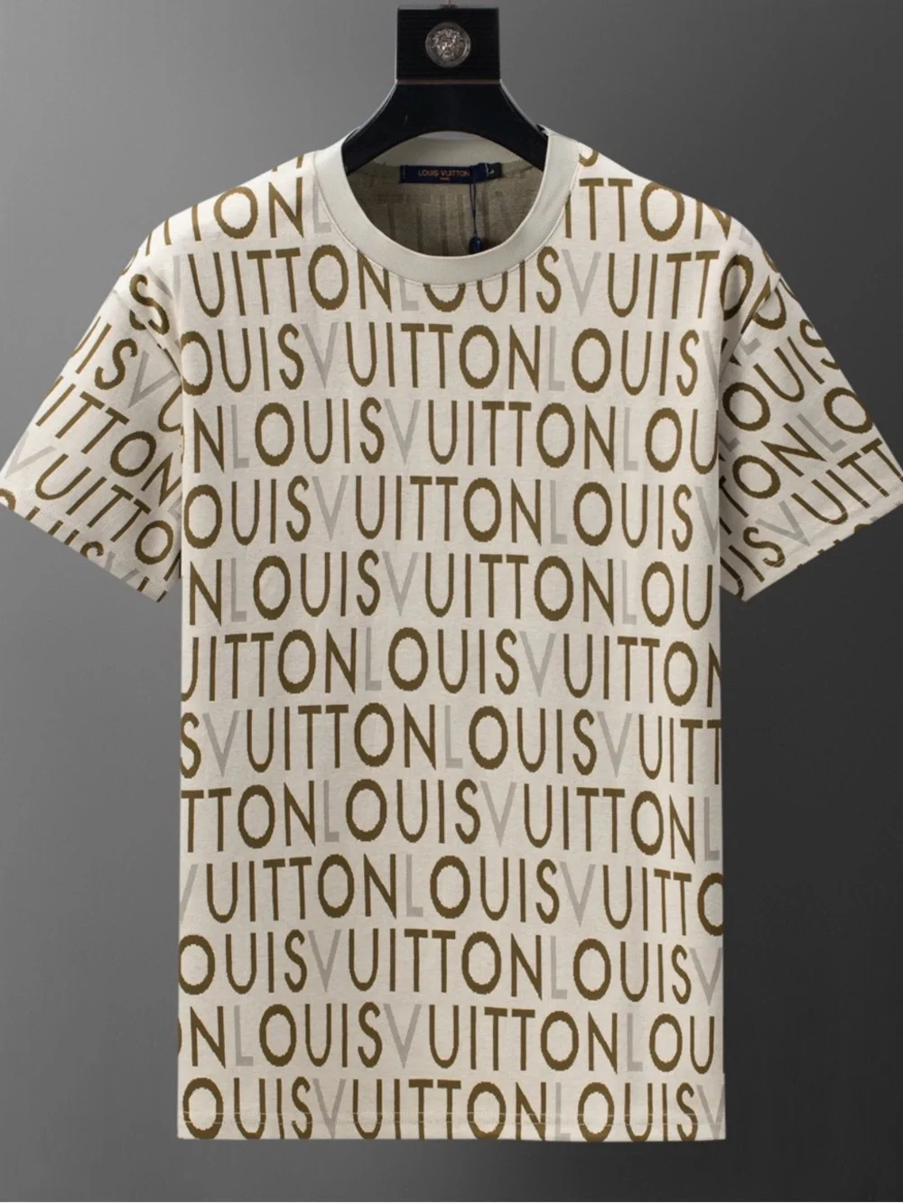 Louis Vuitton Cream & Brown Logo-Print Short Sleeve Tee - Picture 1 of 2